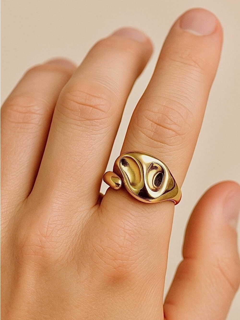 Minimalist Organic Gold Open Ring - Women Jewelry